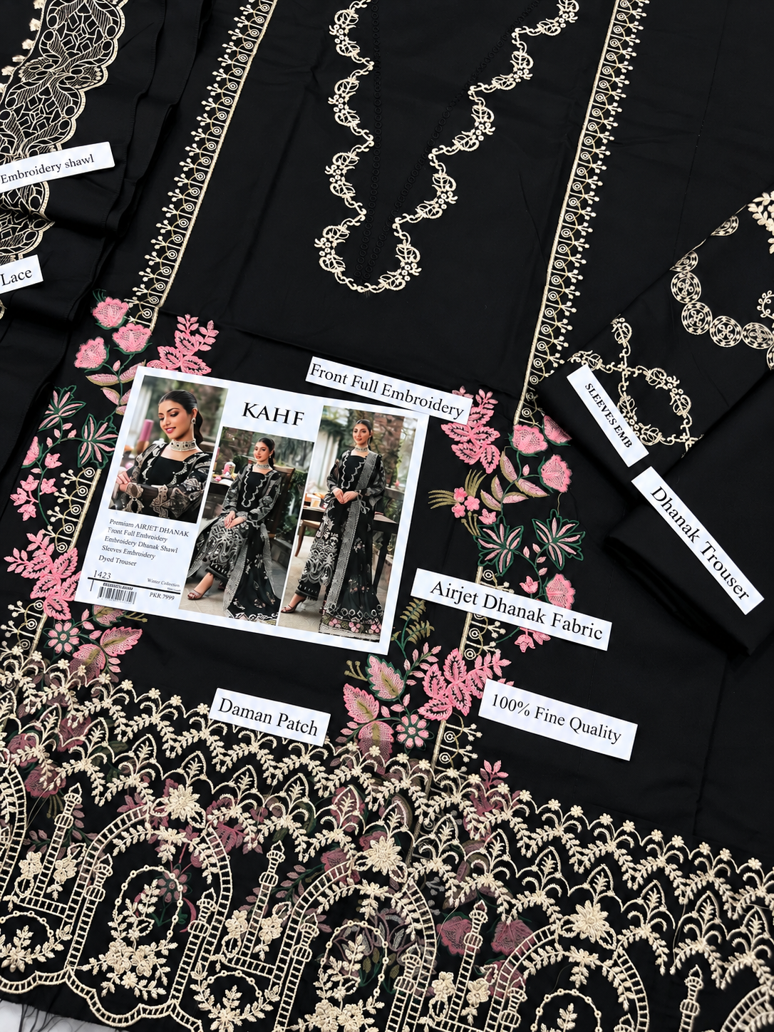 KAHF Winter Collection 2026/27 3 Piece Embroidered Dhank Suit - Image 4
